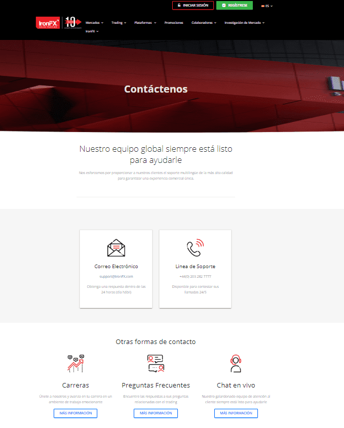 Servicio al cliente - IronFX Servicio al cliente - IronFX